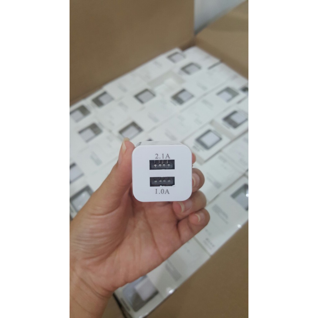 Củ Sạc USB 2 CỔNG Dành Cho Điện Thoại Android, Iphone MÀU TRẮNG