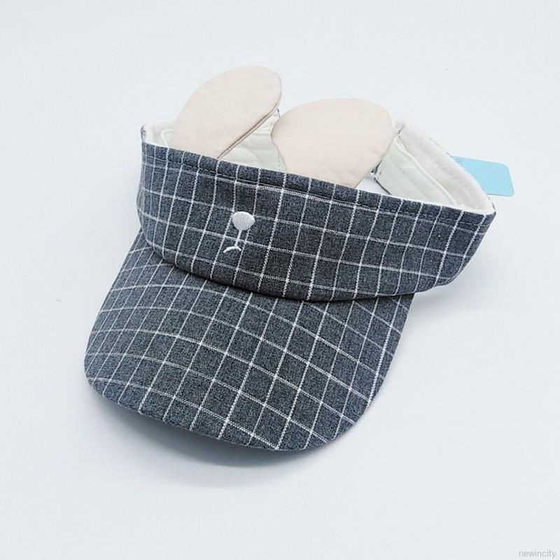 Mũ lưỡi trai tai thỏ hở đầu sọc caro dễ thương đáng yêu dành cho bé