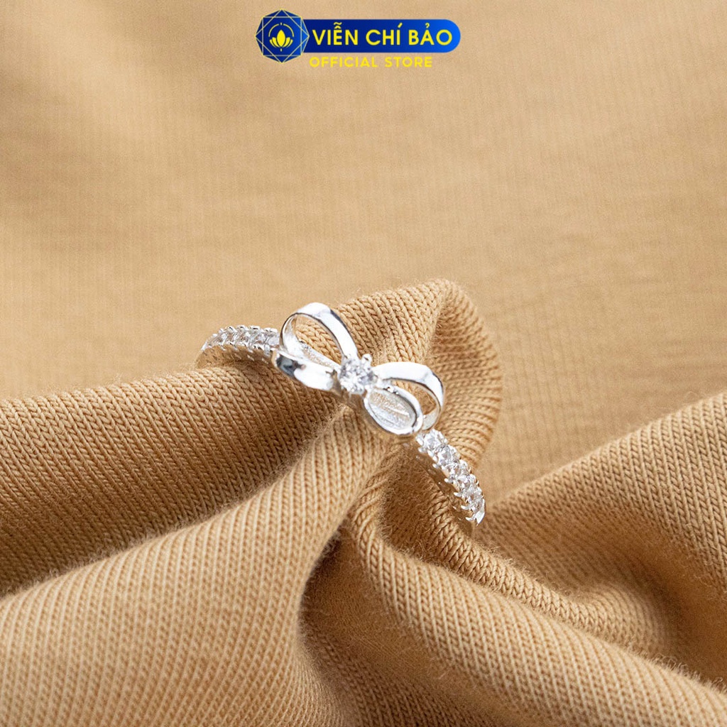 Nhẫn bạc nữ hình nơ viền đá chất liệu bạc 925 thời trang phụ kiện trang sức Viễn Chí Bảo N400876