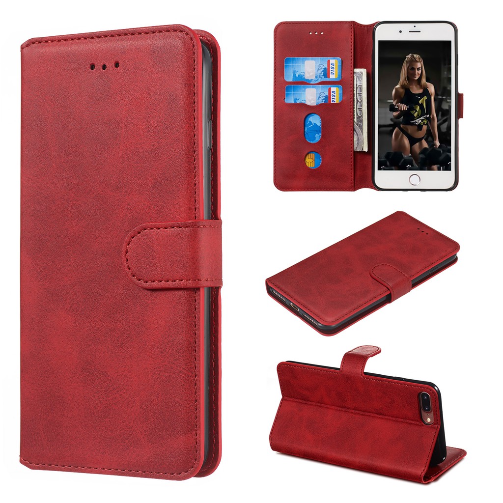 Bao da bò điện thoại nắp lật chính hãng cho iPhone 5 5s 6 6s 7 8 Plus | BigBuy360 - bigbuy360.vn