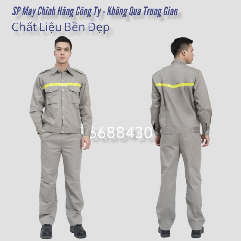 Đồ Bảo Hộ Lao Động, Đồng Phục Bảo Hộ Lao Động Màu Ghi Xám Phối Phản Quang