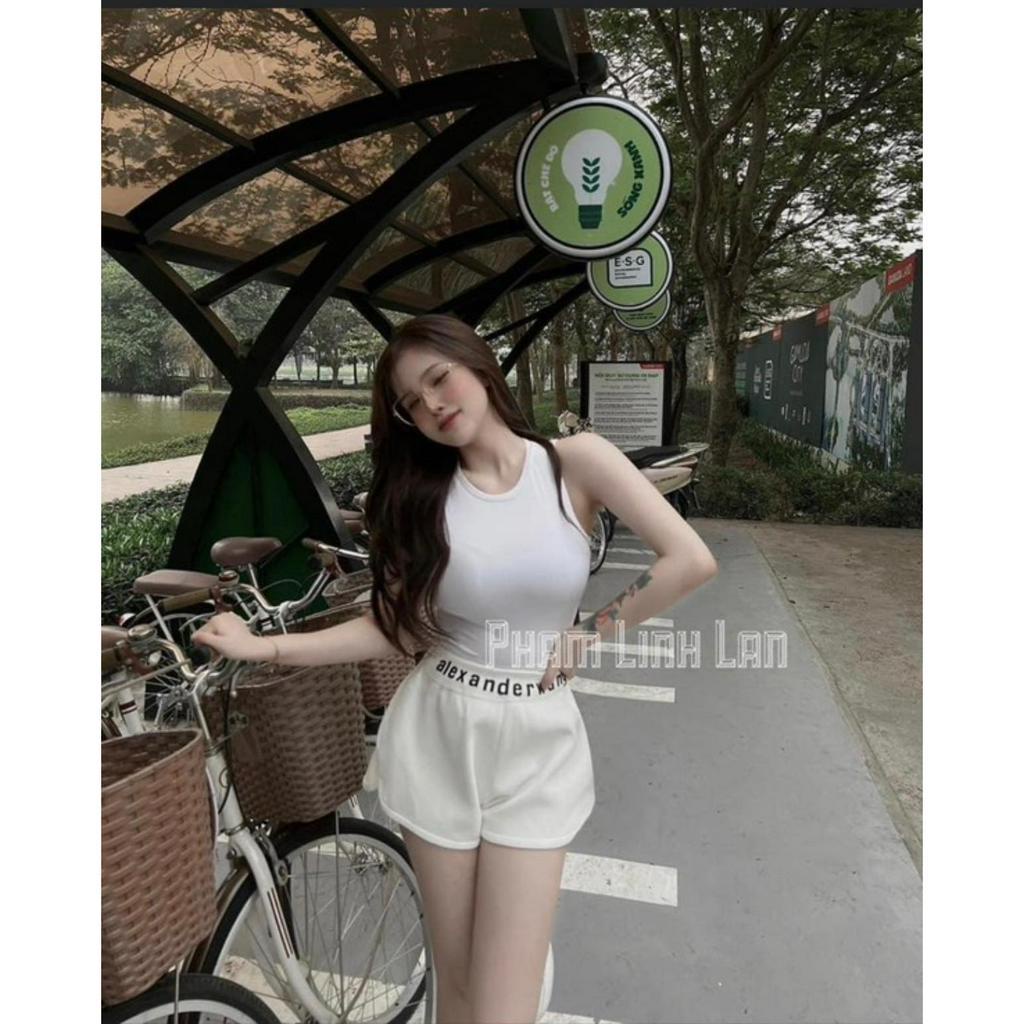 Quần sooc cạp chun chữ 2 màu hót