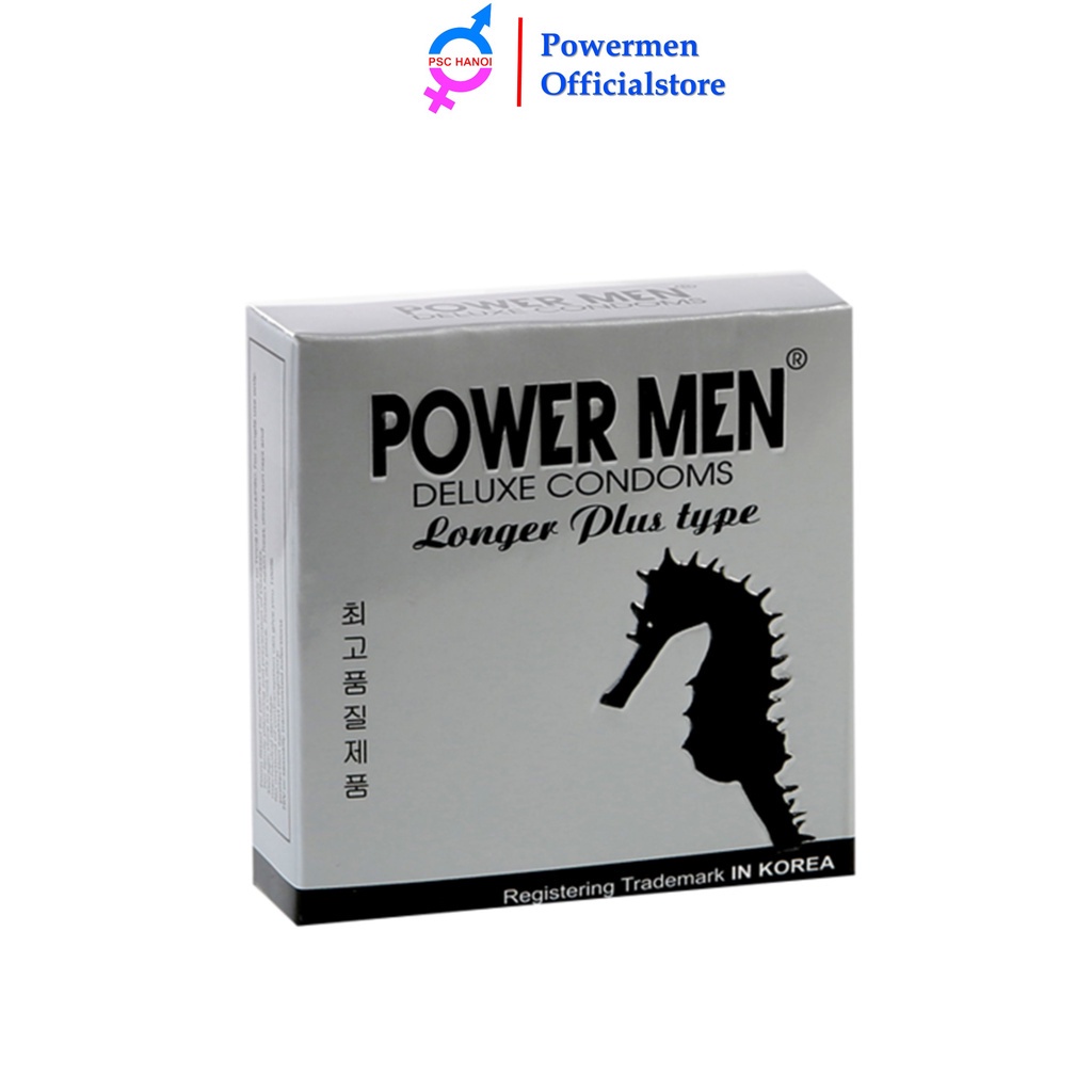 Bao cao su POWER MEN LONGER PLUS gân gai tăng khoái cảm kéo dài thời gian chứa 9% Benzocain hạn chế xuất tinh sớm 3 bao