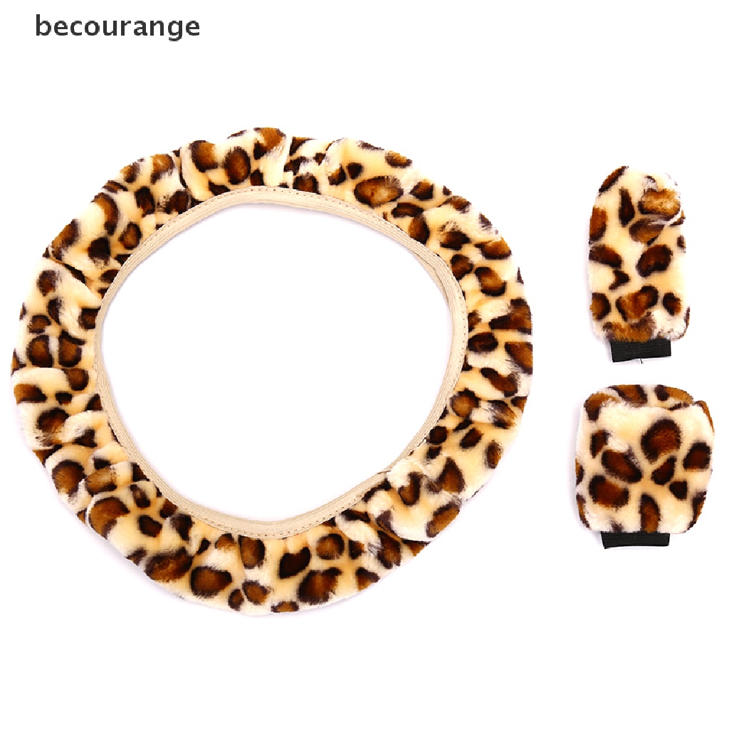 Set 3 Vỏ Bọc Vô Lăng Xe Hơi Phủ Lông Họa Tiết Da Báo