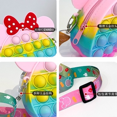 Túi pop it hình chuột micky nhiều màu dễ thương túi đeo chéo cho bé gái E1075