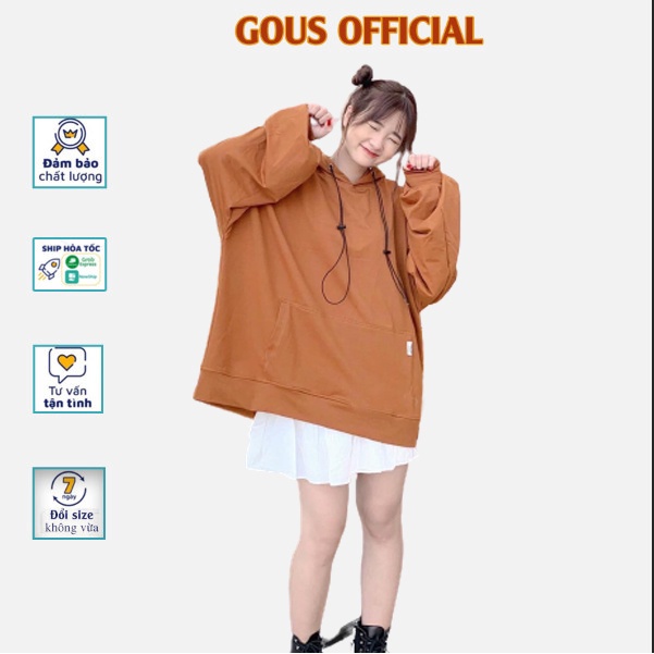 Áo Hoodie Nữ Form Rộng Áo Hoodie Trơn Dài Tay Thời Trang Thu Đông Dày Dặn 3 Màu Đen Nâu Be Xanh Than SIMPOO 1767