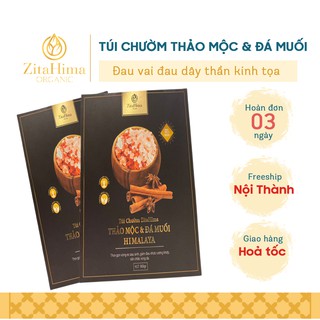 Túi chườm đá muối ZitaHima giảm đau cổ vai gáy gồm muối hồng Himalaya và thảo mộc 1000gr