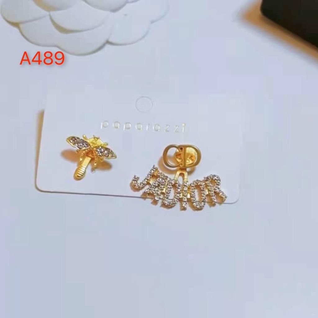 Khuyên Tai Tròn Bằng Thép Titan In Logo Dior Thời Trang Cho Nữ