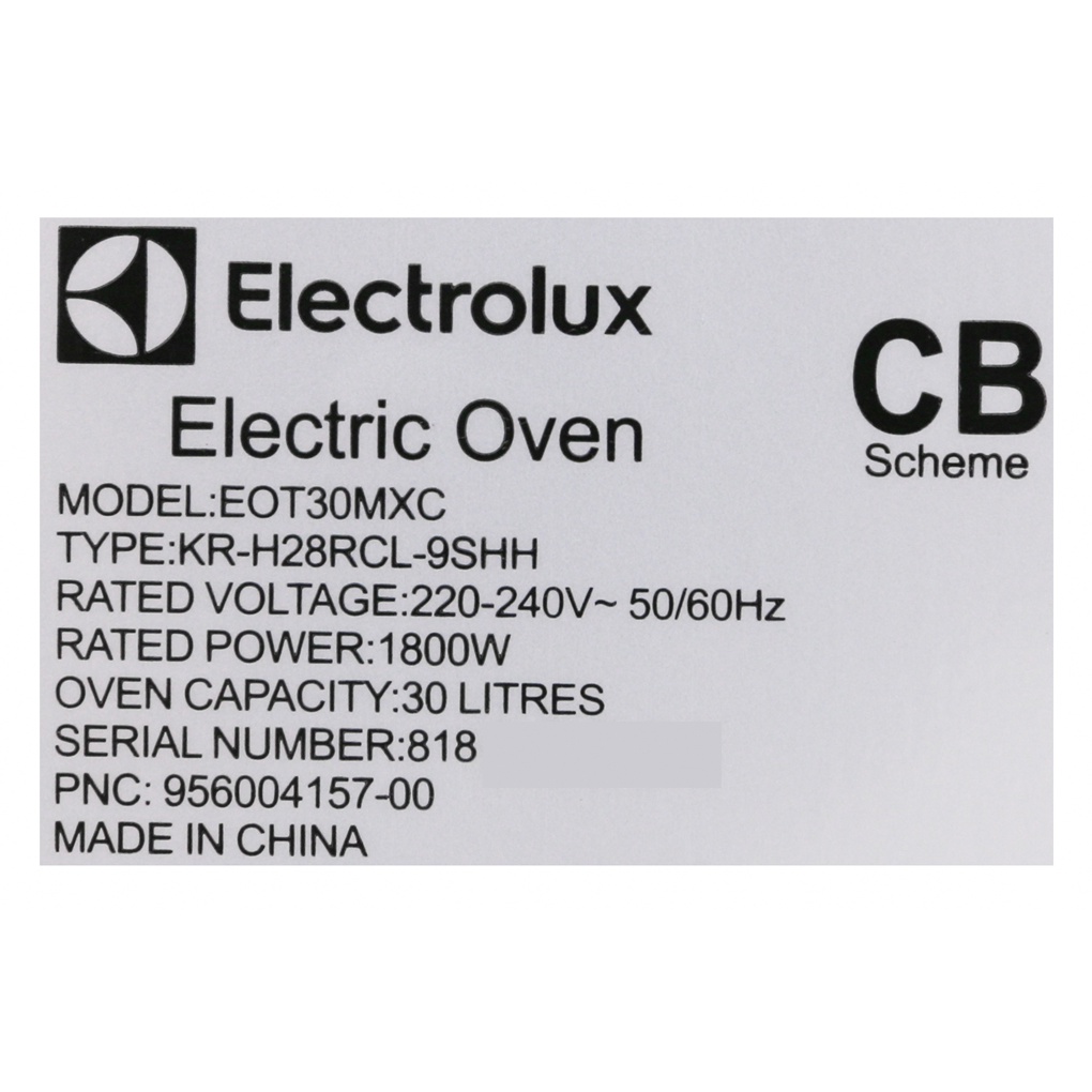 [Mã ELHADEV giảm 4% đơn 300K] Lò nướng Electrolux EOT30MXC 30 lít