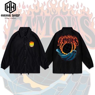 Áo Khoác Dù In Hình Lửa Famous, Dù 2 Lớp Dày Dặn, Phong Cách LocalBrand