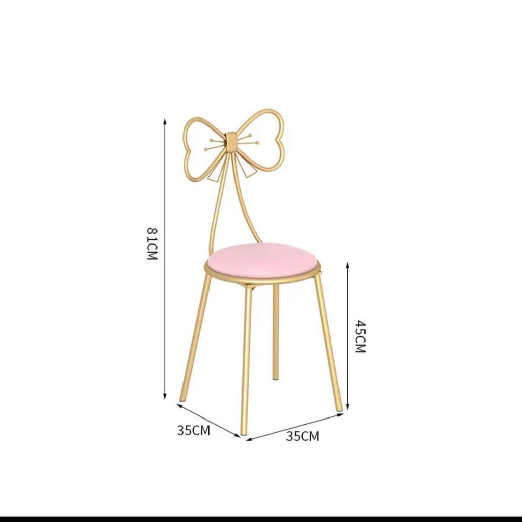 Ghế Nơ Lưng Khung Thép Mạ Nano Cao Cấp Sang Trọng DECOR Bàn Trang Điểm, Quán Cafe - Nội Thất 3A