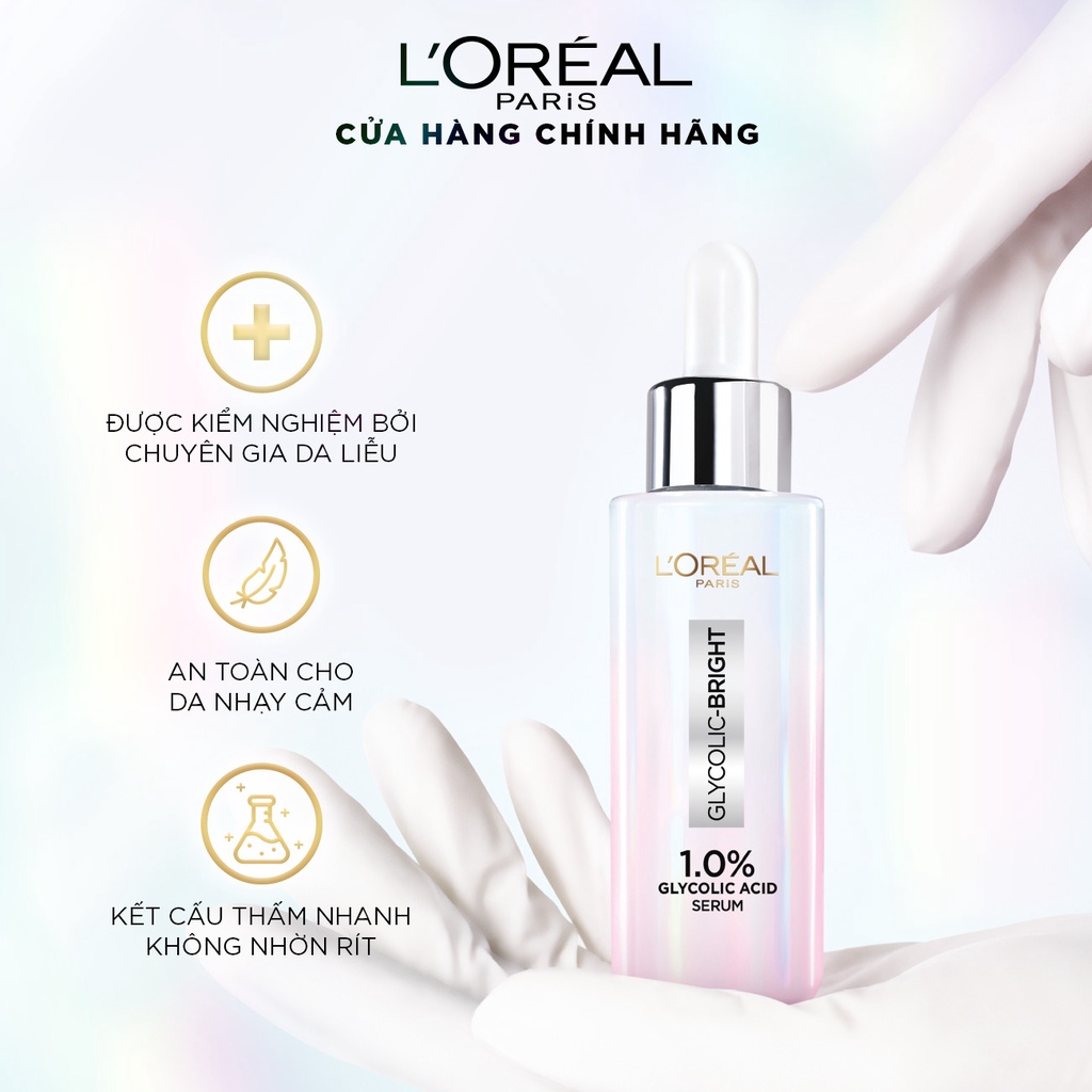 Serum dưỡng sáng mờ thâm nám L'Oreal Paris Glycolic Bright1.0% Glycolic Acid (AHA) 15ml
