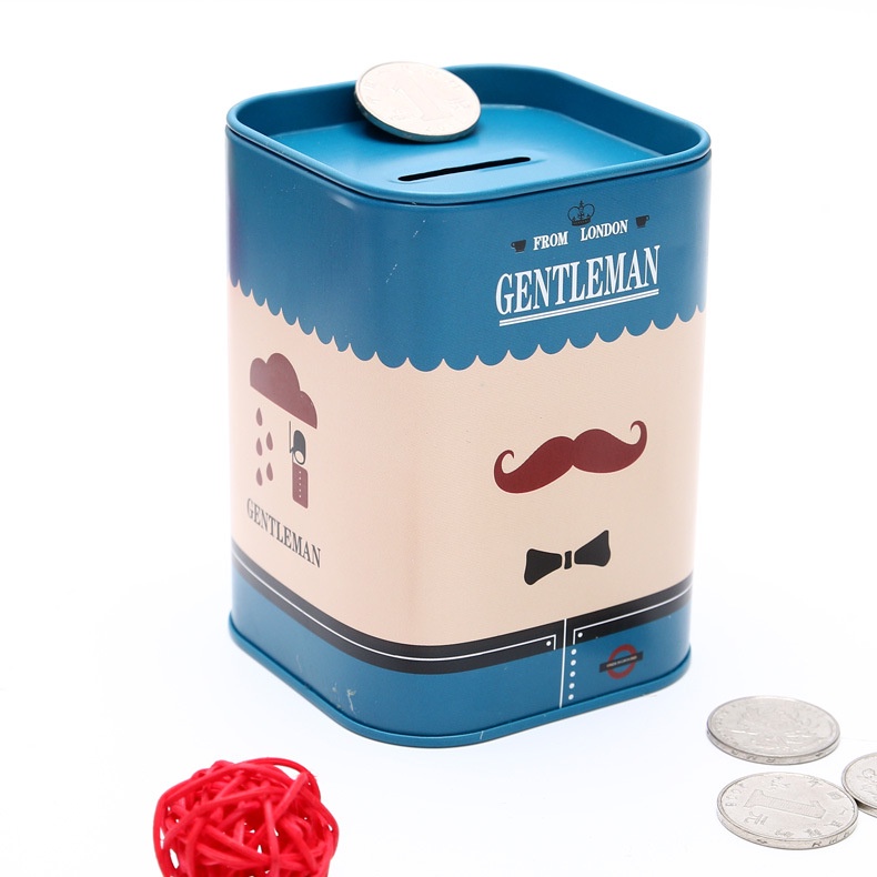 Hộp Thiếc Đựng Tiền Tiết Kiệm Hình Vuông In Hoạt Hình Sáng Tạo