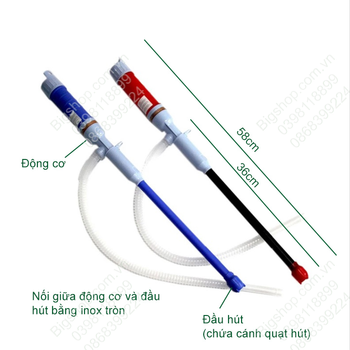 Bơm vệ sinh bể cá, bơm nước, bơm chất lỏng đa năng kiểu tuabin tự động hút, sử dụng 2 pin đại (không bao gồm pin)