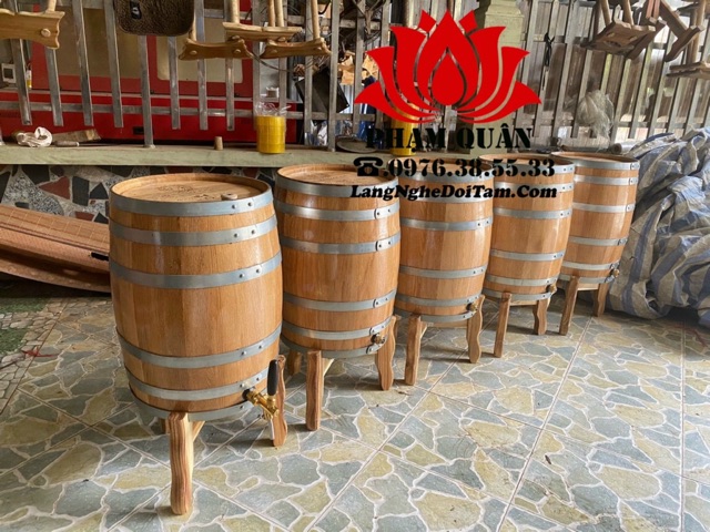 Thùng ngâm ủ rượu gỗ sồi Đỏ dáng đứng 50 lít