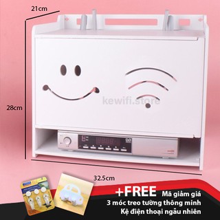 Hộp đựng wifi & ổ điện tiện lợi Mặt cười hình vuông 3 tầng