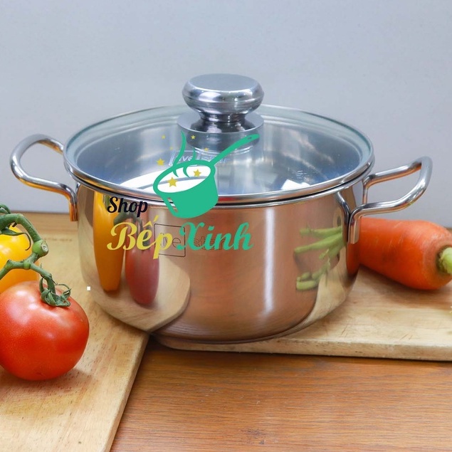 Bộ nồi Fivestar inox 430 nắp kính 3 đáy dùng được mọi bếp - nồi inox bếp từ cao cấp