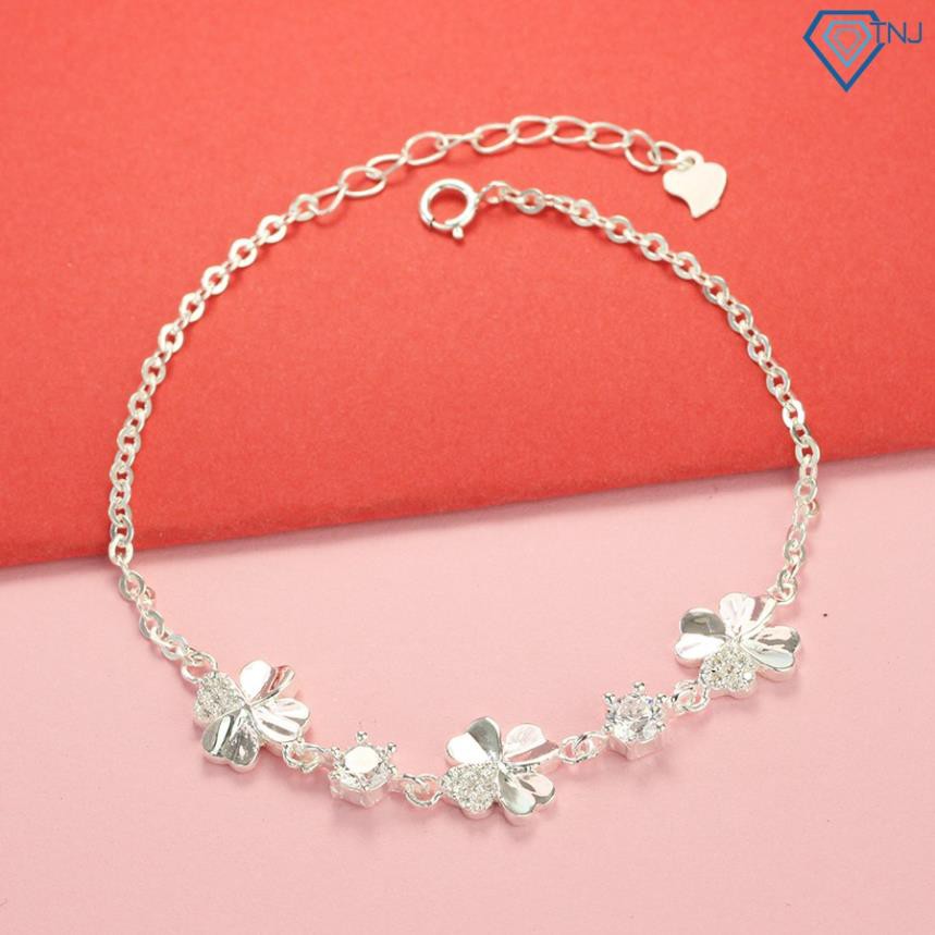 Lắc tay bạc nữ cỏ 4 lá may mắn/phụ kiện trang sức/vòng bạc/phụ kiện thời trang/vòng tay/thời trang nữ/bạc ta/vòng tay