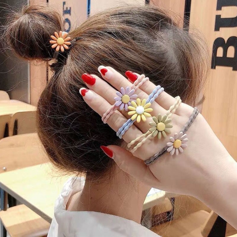 Sẵn - Dây cột tóc hoa cúc đủ màu phong cách Hàn Quốc
