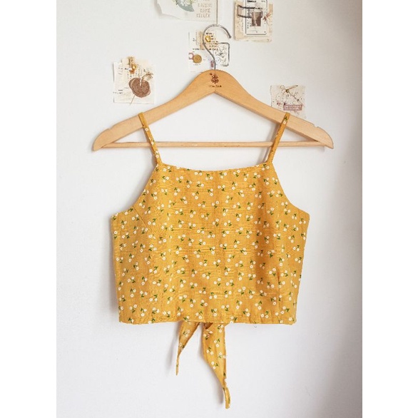 Áo yếm áo dây nữ croptop hàng thiết kế hoa nhí Vintage Ulzzang