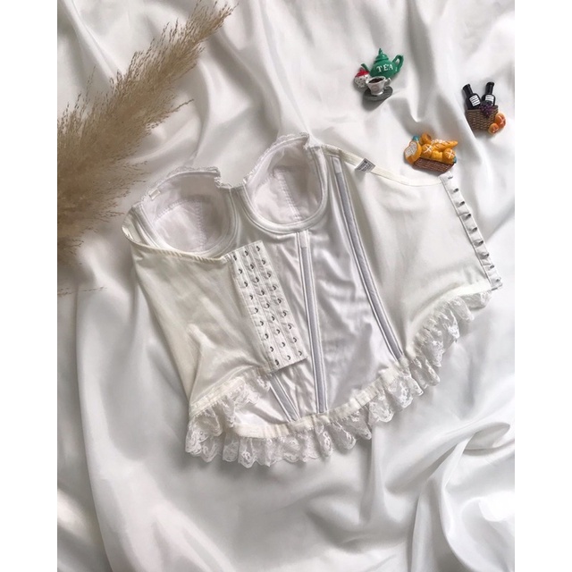 Áo corset trắng ren 2hand