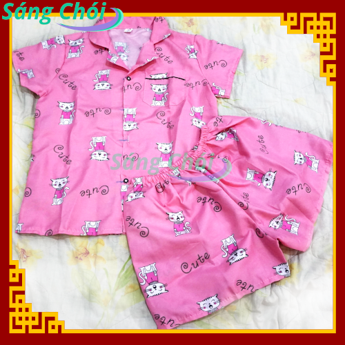Đồ Bộ Pijama Tay Ngắn Quần Đùi Vải Kate Siêu Đẹp (Free Size 40 đến 60kg) - Đồ Ngủ Tay Cộc Pizama Nữ Pyjama