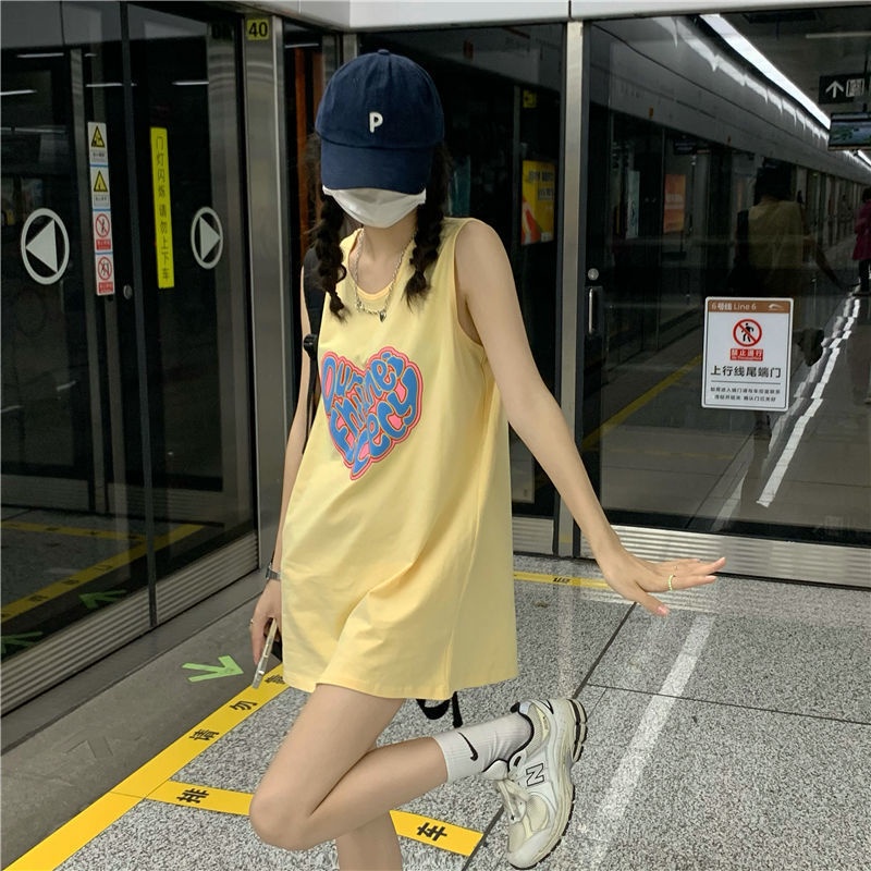 Mới Áo Thun Nữ Không Tay In Chữ Thời Trang Hàn Quốc