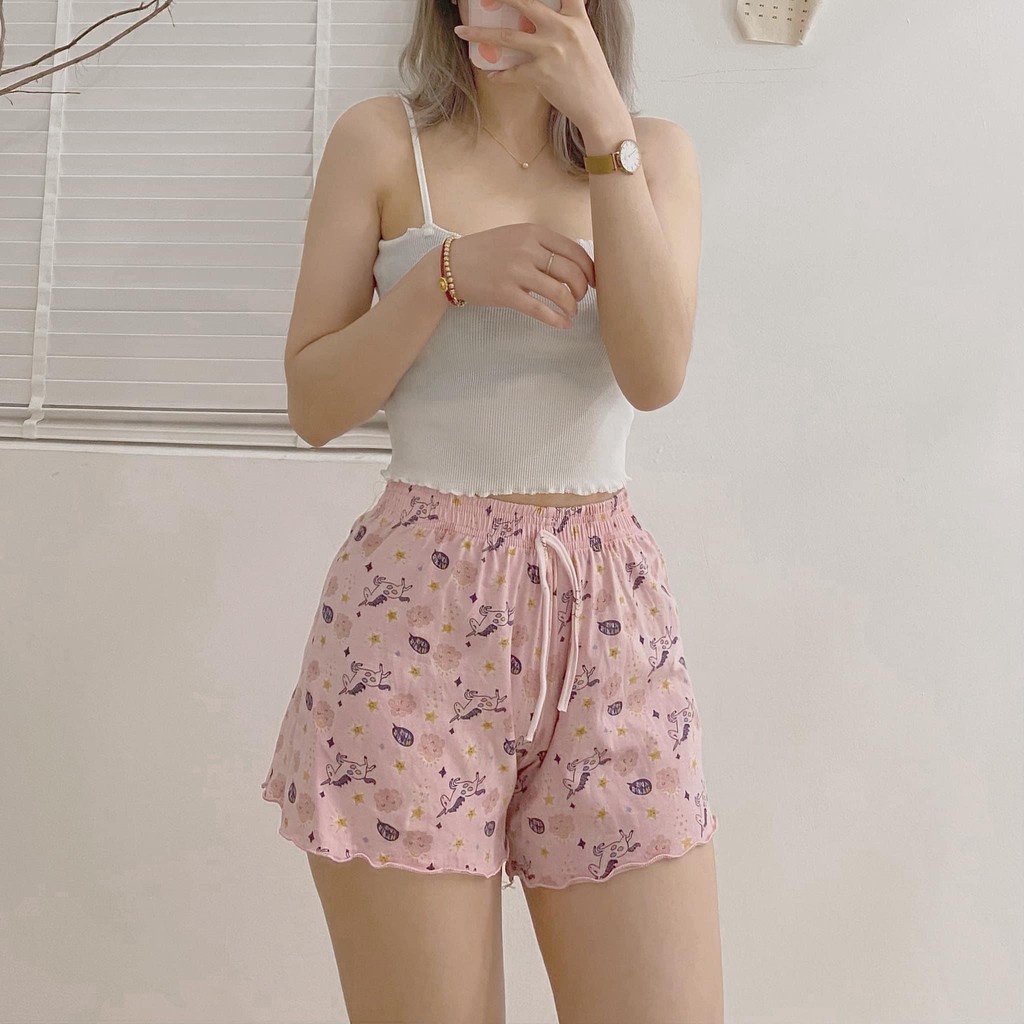 Quần Đùi Nữ Chạy Viền Icon 🦋 Quần Short Ngủ Nhiều Hình 🦋 Quần Đùi Nữ Thái họa tiết Chân Bèo Sooc hè