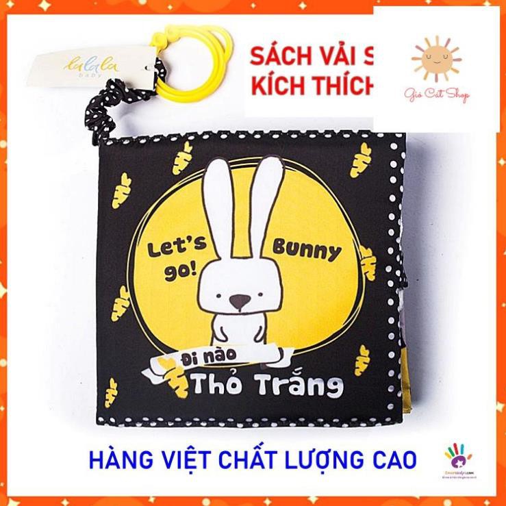 KÍCH THÍCH THỊ GIÁC CHO TRẺ- Sách Vải Song ngữ Đi nào thỏ trắng cho trẻ 0+
