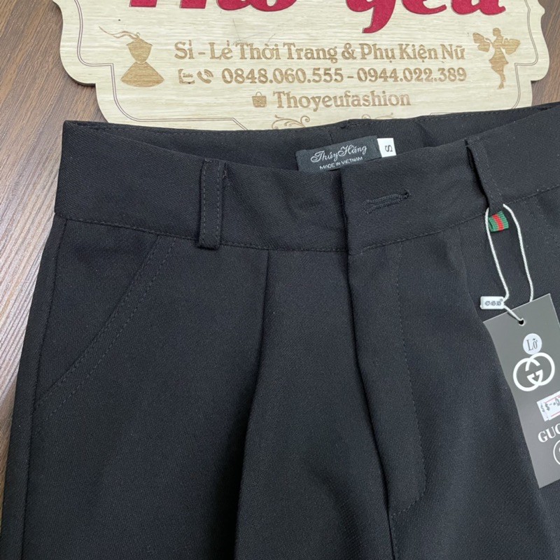 Quần Baggy nữ Vải Korean cạp cao, Quần tây công sở 2 gấu lệch đường may chắc chắn -Ms 02201