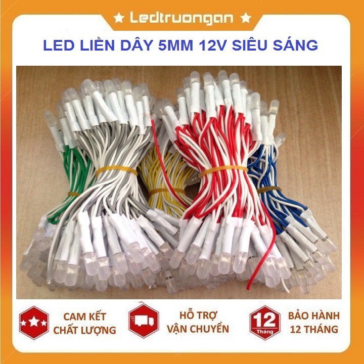 Led liền dây 5mm 12V - Led ruồi 5mm làm biển led vẫy - led cuộn 100 bóng - dùng nguồn 12v