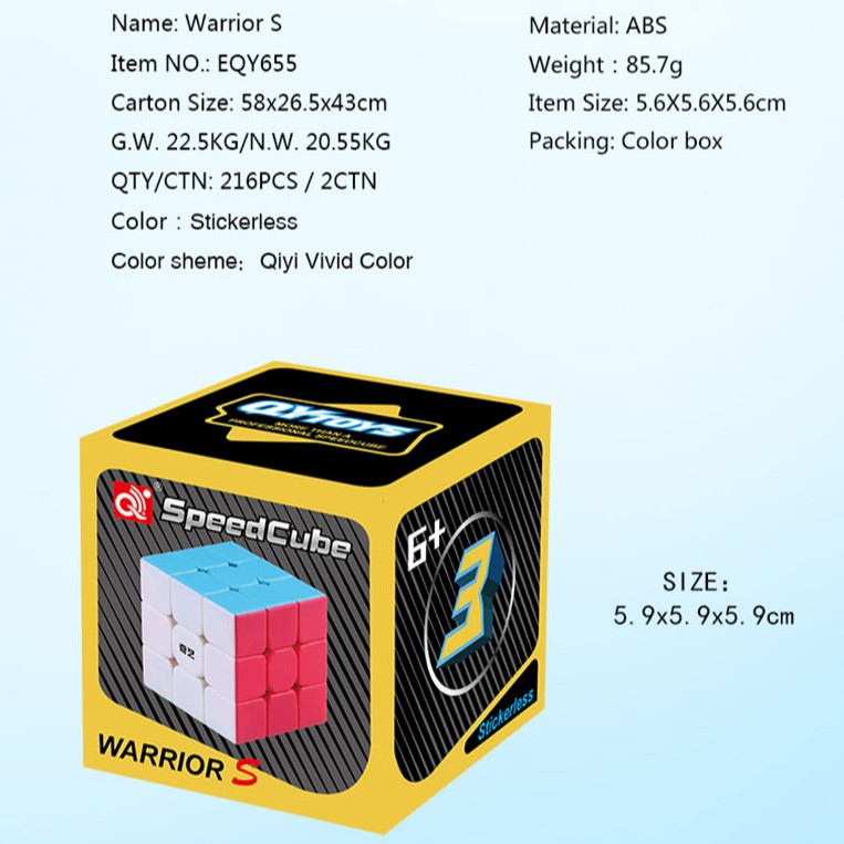 [Mã LIFE0503TOYS giảm 10% đơn 0Đ] Rubik 3x3 QiYi Warrior S Stickerless 3x3x3
