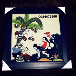 Tranh cô gái hứng dừa