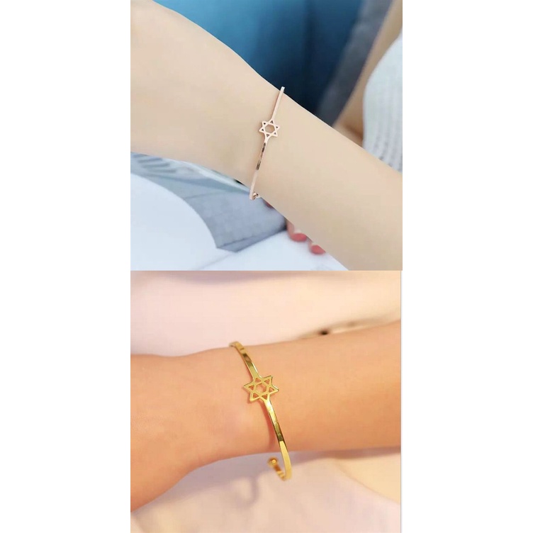 Phụ nữ Phổ biến Sáu sao Vòng tay rỗng Phụ nữ Vòng tay đơn giản Hoang dã Cô gái Vòng đeo tay