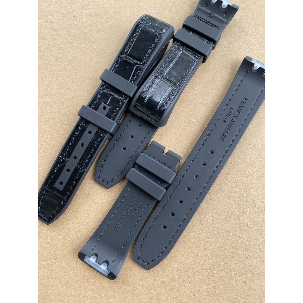 Dây da cao su dành cho đồng hồ franck muller v32 QZ cho nữ Size 20mm x 16mm