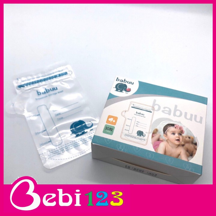 Hộp 30 túi trữ sữa có vòi rót Baby Babuu Nhật Bản 100ml