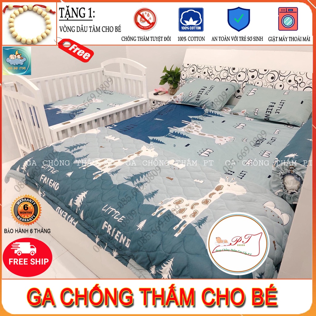 [Có video thật] Ga chống thấm cotton cao cấp, drap chống thấm chính hãng PT mềm mại, bé tè lau là sạch (chọn mẫu)