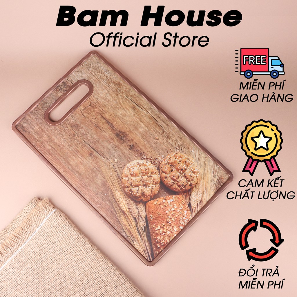 [Mã HLXU01 hoàn 100% xu đơn 50k] Thớt nhựa họa tiết 3D Bam House hình chữ nhật cao cấp TN01 - Gia dụng bếp