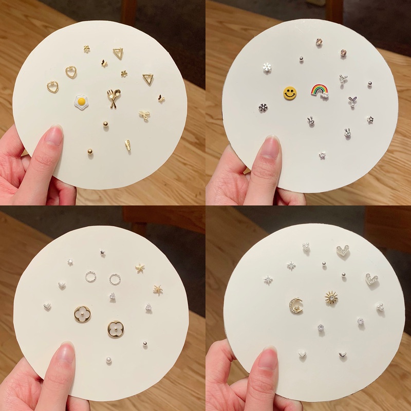 Bộ 7 đôi khuyên tai hợp kim nhiều kiểu dáng thời trang