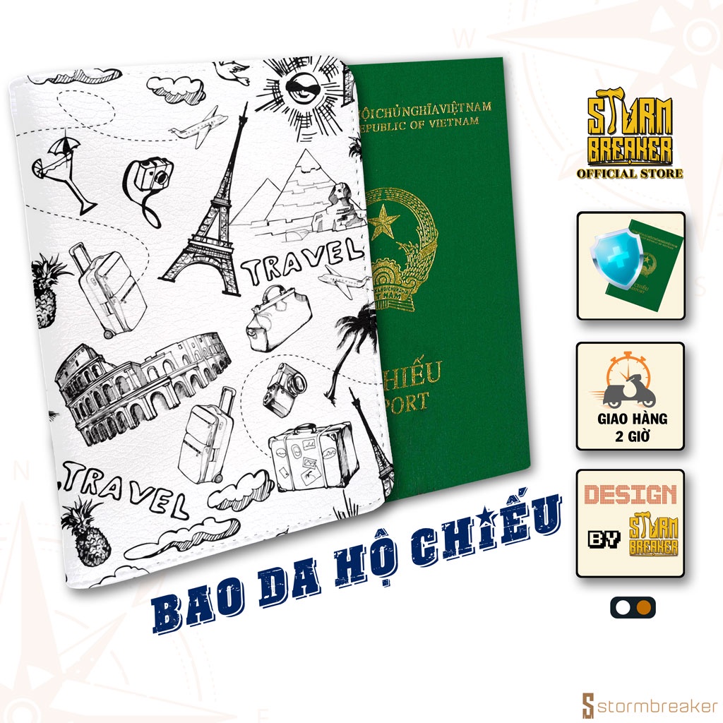 Bao Da Hộ Chiếu / Passport Du Lịch Nam - Nữ  Travel the World- LT050 STORMBREAKER