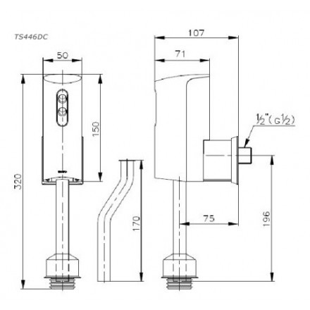 Van Cảm Ứng Tiểu Nam TOTO DUE137PBK Âm Tường