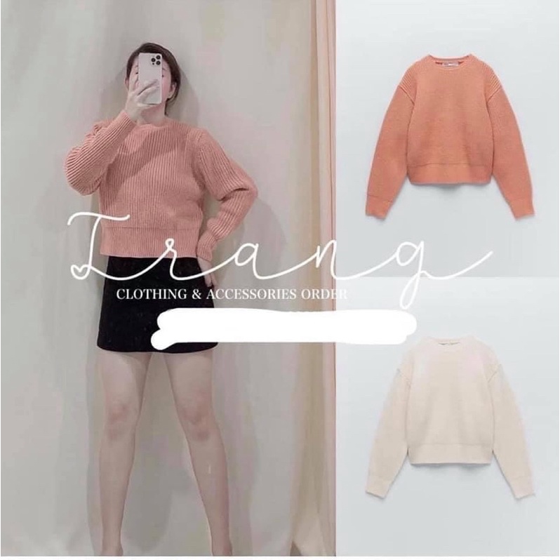 Áo len Zara Auth màu hồng cam