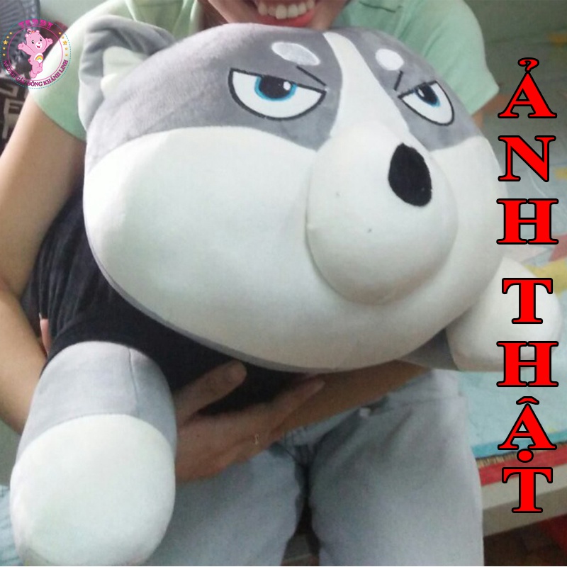 Gấu Bông Chó Husky Size 100Cm Có Áo Hàng Cao Cấp Chất Liệu Vải Nhung Co Dãn 4 Chiều Xuất Dư Siêu Thị