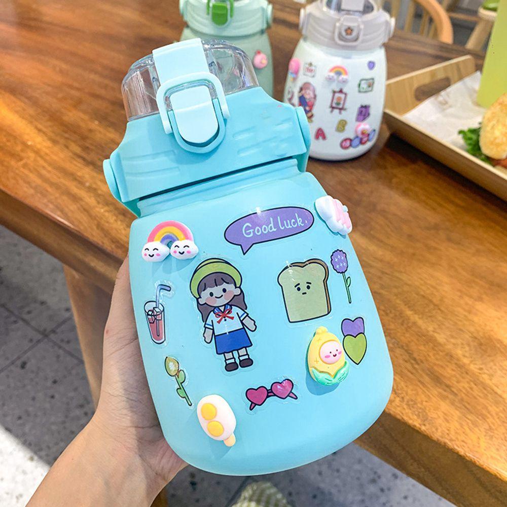 Bình Nước Thể Thao 1000ML Có Ống Hút Họa Tiết Hoạt Hình Dễ Thương