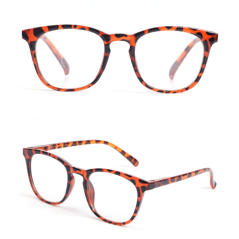 (YUZHU) +50°~+400° Mới Kính Đọc Sách Gọng Vuông Chống Ánh Sáng Xanh In Họa Tiết Da Báo Thời Trang Unisex