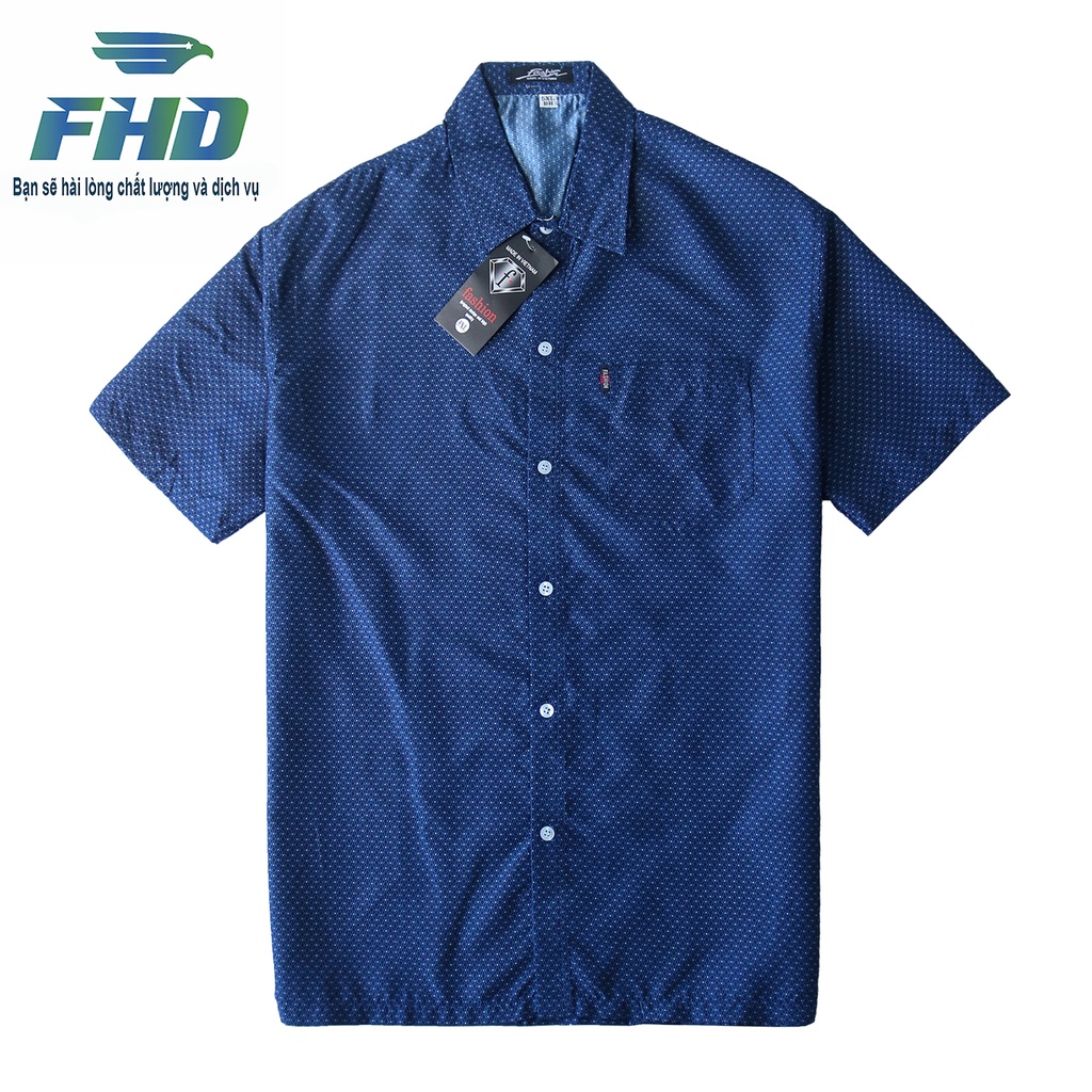 Áo sơ mi nam kate trung niên tay ngắn vải mềm mịn bền màu có size dành cho người 90kg FHDA011