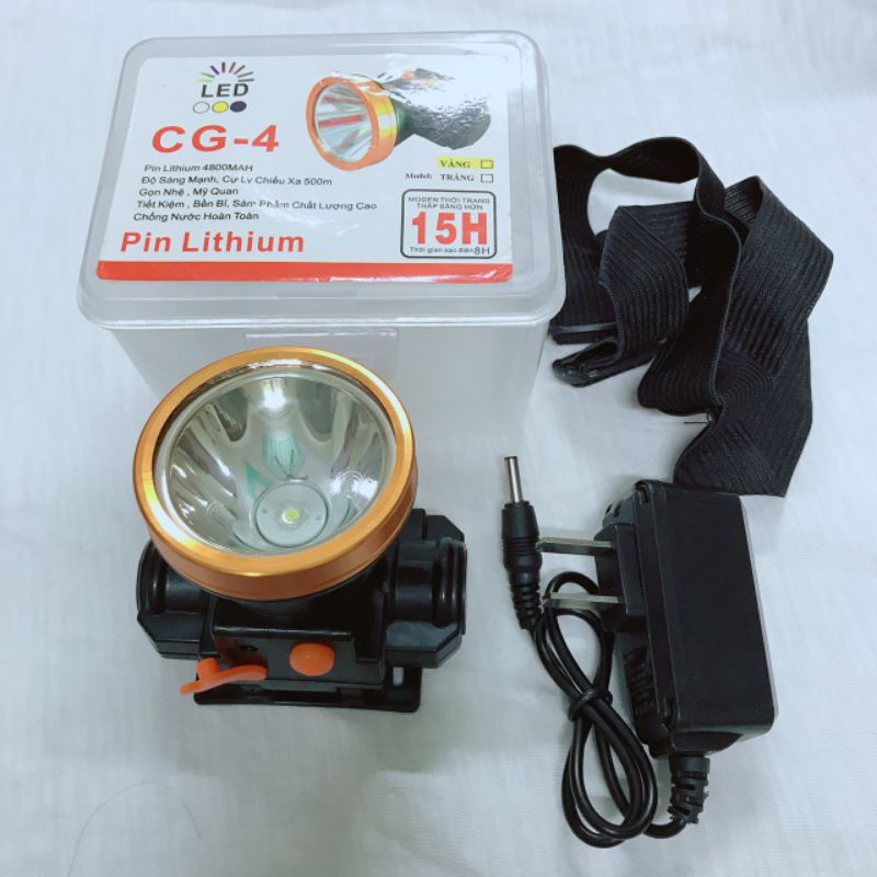 Đèn đội đầu pin sạc siêu sáng A4 loại 1 sáng hơn 10h tùy theo  cấp độ