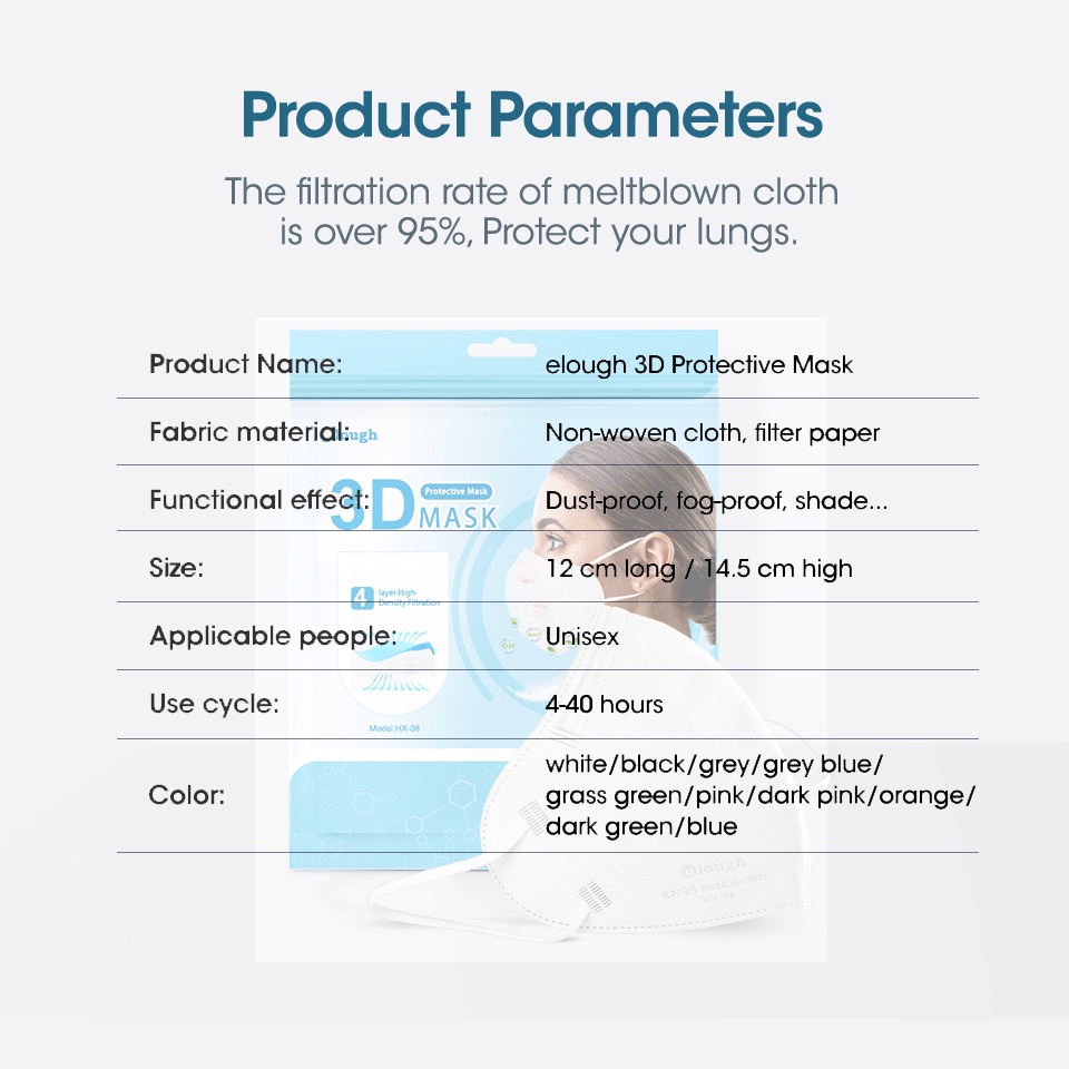 Bộ 10/20/50 Khẩu Trang ffp2 kn95 4 Lớp Hình Trái Tim Bảo Vệ