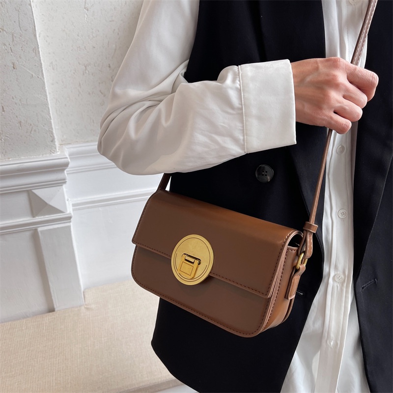 IELGY Túi Đeo Vai Hình Vuông Cỡ Nhỏ Cài Khóa Kiểu retro Đơn Giản Cho Nữ