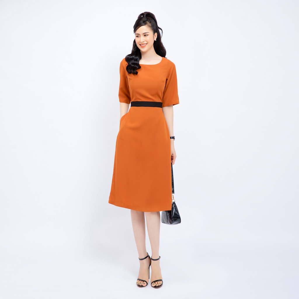 Đầm công sở dự tiệc sang trọng AMYRA dáng suông thanh lịch tay lở cao cấp DA146